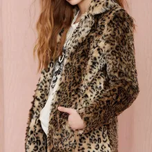 

Leopard Color Faux Fur Jacket 2021 Women's Clothing Fluffy Coat Warm Winter Street Fashion Europe and America Especially Female