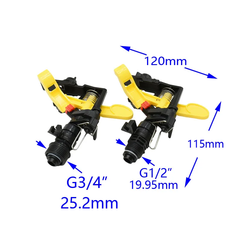 Garden Sprinkler 1/2 3/4" Male Adjustable Rocker nozzle 360 degrees rotary jet nozzle Agricultural garden Irrigation Sprinklers 1pcs