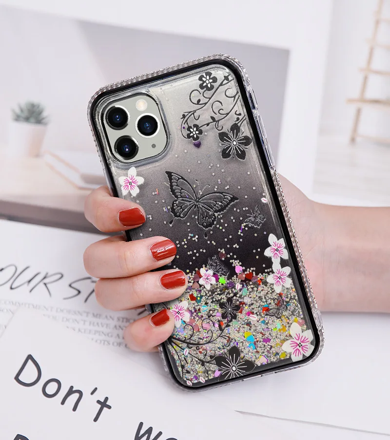 10pcs Glitter Bling Quicksand Rhinestone Phone