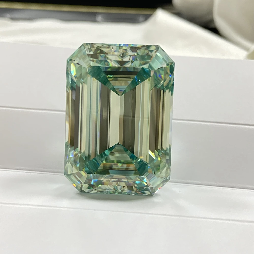 Meisidian Emerald Cut 20x35x17mm 129 Carat Light Vivid Green Moissanite Big Size Diamond Stone