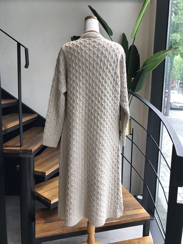 Fashion Korean winter coat women Knitted Long Cardigans Loose Hooded Sweater Coat Woman Solid Casual Open Stitch Mujer chaqueta