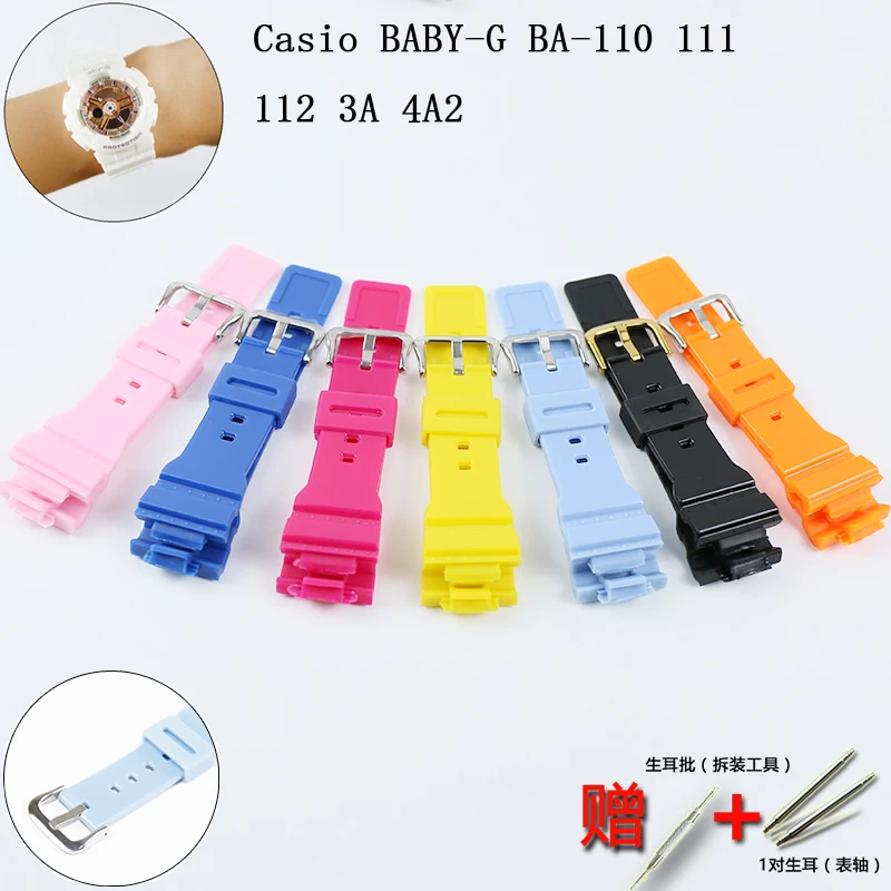 Аксессуары для часов с пряжкой 14 мм для Casio BABY-G BA-110 111 112 3A 4A2 мужской и женский спортивный ремешок из силиконовой резины