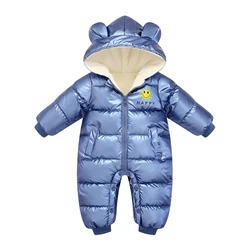 Salopette en velours pour bébé, vêtement d'hiver, barboteuse chaude et épaisse pour nouveau né garçon et fille, combinaison à capuche, manteau de neige pour enfants 