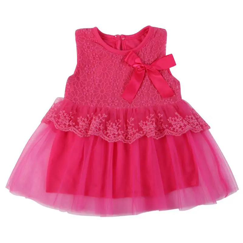 От 0 до 2 лет летний кружевной жилет в подарок платье для девочек Хлопковое платье для маленьких девочек детская одежда детская праздничная одежда для девочек - Цвет: Красный