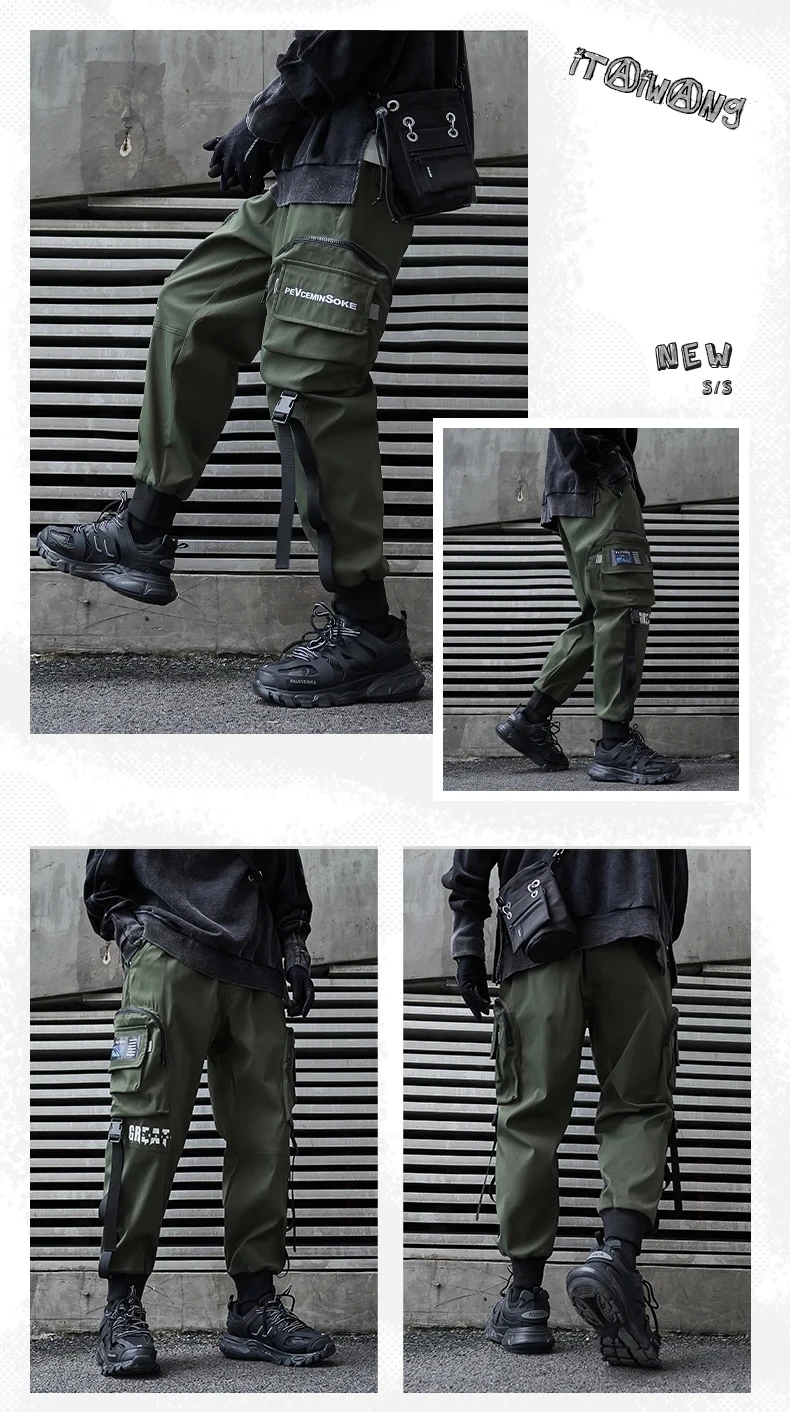 cargo jeans for men Multi-Pocket Cargo Pants Men Harajuku Hip Hop Streetwear Joggers Man Elastic Waist Sweatpants Techwear cargo pants outfit