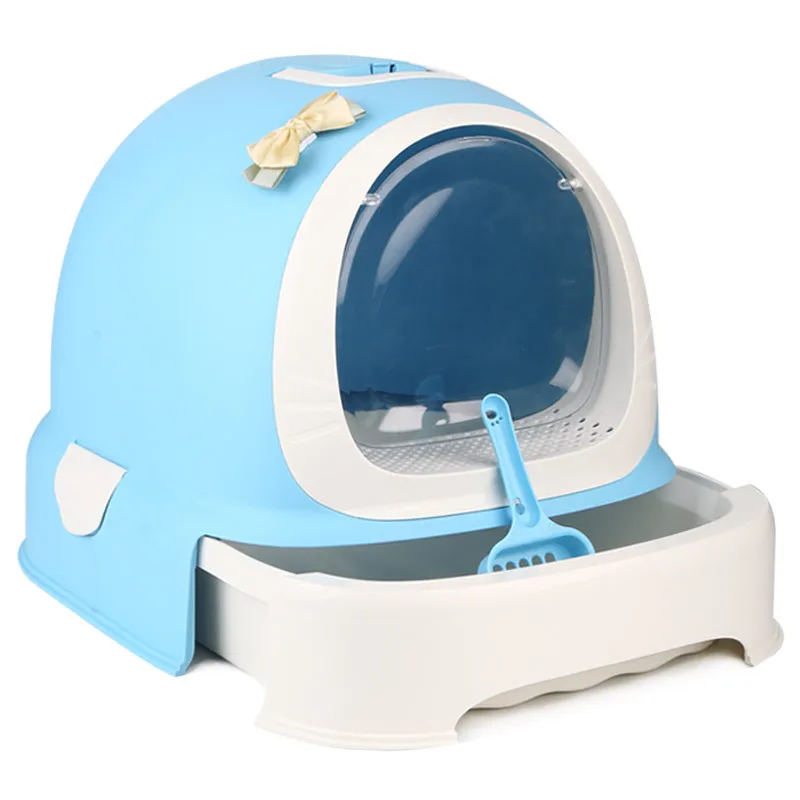 Blue Домашнее животное кошка полностью закрытый ящик Тип кошка тарелка песочного цвета бассейна белье для девочек коробка - Цвет: Blue