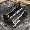 Retro Crazy Horse Leather Purse for Men Clutch Purse Double Zipper 24 Cards Clutches Vintage Woman Genuine Leather Long Wallet 6
