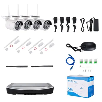 

LESHP 4CH WIFI NVR with 12" Monitor Wireless Security Camera System with 4 Waterproof 960P 1.3MP Outdoor Surveillance Camera