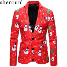 Shenrun, мужские пиджаки на Рождество и год, куртки Санта Клауса, Красный Модный приталенный пиджак для вечеринки, выпускного, рождественские костюмы с принтом для сцены