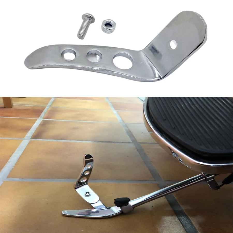 1 Set Chrome Alloy Motorcycle Stand Kickstand Extension Kit For Harley