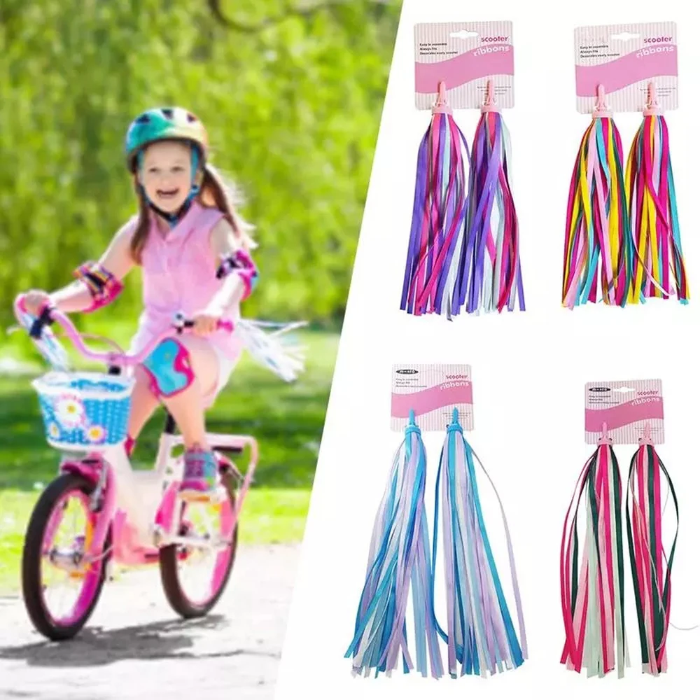 1 Pair Bike Streamer 30CM Bicycle Scooter Handlebar Colorful Ribbon Bicycle Accessories Child Bicycle Handlebar Decoration 1 pair rubber bike bicycle handle bar grips cover tricycle scooter handlebar for kids child scooters non slip waterproof