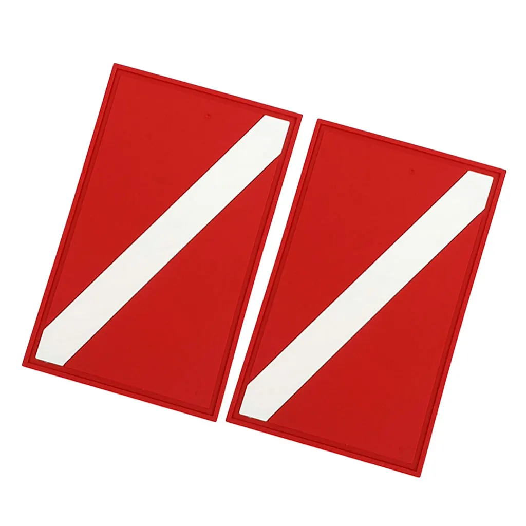 2Pack Red White PVC Scuba Diving Dive Flag Patch, Diver Down Flag Badge Gear Replacement DIY Accessories