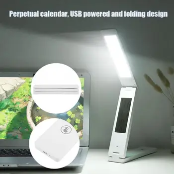 

USB Folding Desk Light LED Table Lamp with Perpetual Calendar for Working Studying Book Light Reading