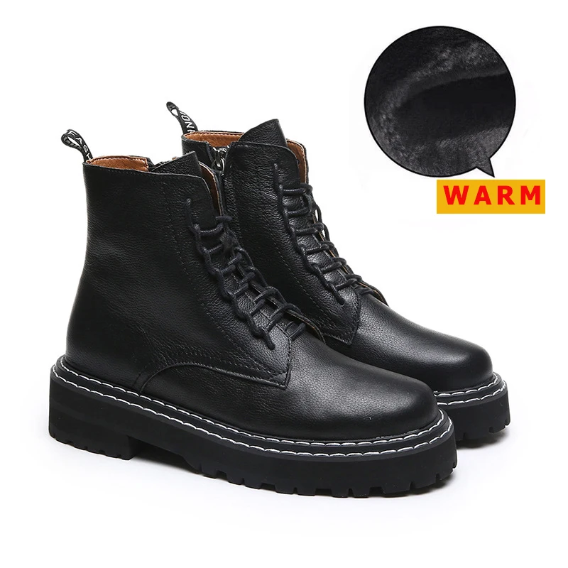 

Winter Boots Women Autumn Winter Ankle Boots For Women Boots Ladies 2019 Warm Shoes Lace-up Chunky Booties Ins Martin Black