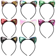 Корейский стиль, стиль, расшитая блестками ткань, кошачьи ушки, цветочные повязки на голову, Детские праздничные кошачьи ушки, повязки на голову с пряжкой