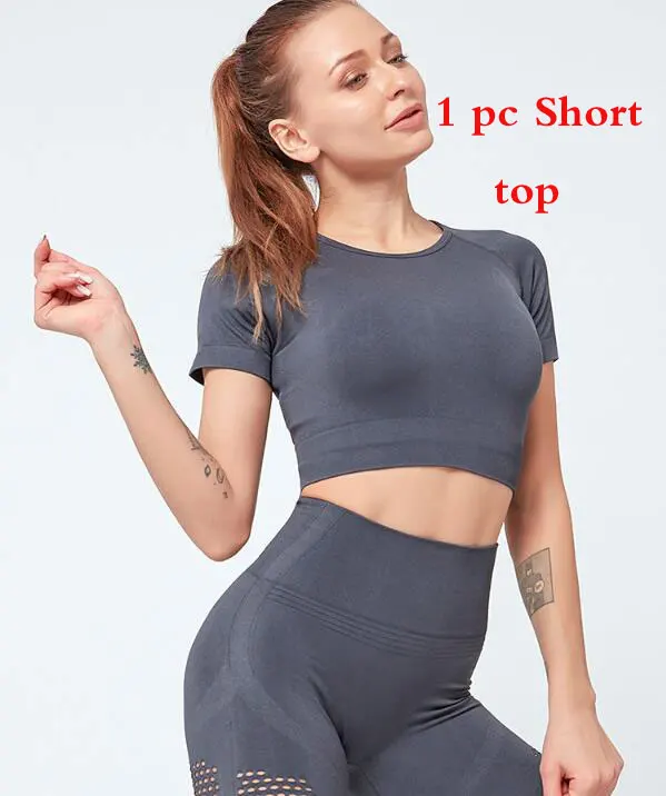 Top DX6015-gray Женская Бесшовная майка с длинным рукавом для йоги, тренажерного зала, спорта, фитнеса - Цвет: Top DX6015-gray
