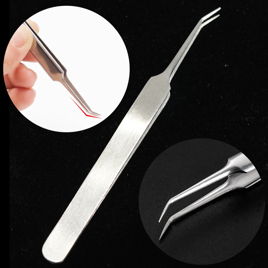1pcs Stainless Steel Tweezers Blackhead Acne Remover Needle Eyelash Extension Eyebrow Clip Nipper Face Pore Cleaning Tools TR213 5