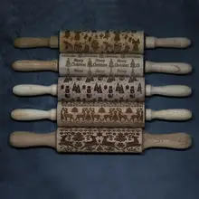 Счастливого Рождества Кухня аксессуары деревянная Скалка дерево лось, Олень Печать печенье выпечка муки раскатка, выпечка Инструменты