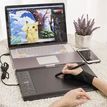 10x6" Professional Graphics Drawing Tablet 12 Express Keys 8192 Levels Battery-Free Stylus/8pcs Nibs/Pen Clip Support PC/Laptop