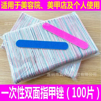 

100 Pieces Double-Sided Nail File Disposable Polishing Sandpaper xiu jia cuo Manicure Implement Learning Polish Bar Supplies