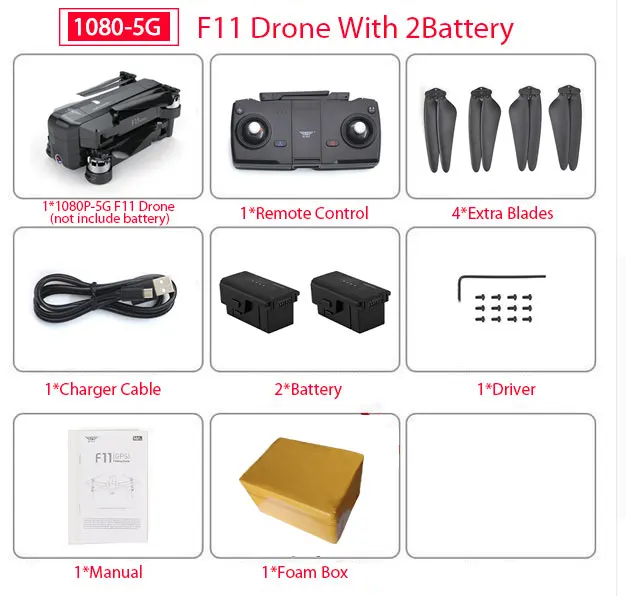 SJRC F11 PRO gps Дрон с Wifi FPV 1080 P/2 K HD камера F11 бесщеточный Квадрокоптер 25 минут время полета складной Дрон Vs SG906 - Цвет: F11 2B Foam Box