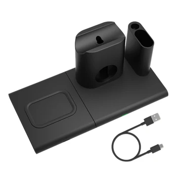 

15W Qi Wireless Charger Fast 4 in 1 Charging Dock Station for iPhone for Apple Watch for