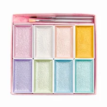 SAKURA перламутровые Твердые акварельные краски 8 цветов Набор с кисточкой Путешествия Портативный гуашь пигмент для рисования художественные принадлежности