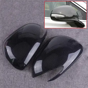 

DWCX Carbon Fiber Black ABS Car External Door Rear View Wing Mirror Frames Covers Trim Decor fit for Hyundai Santa Fe 2019