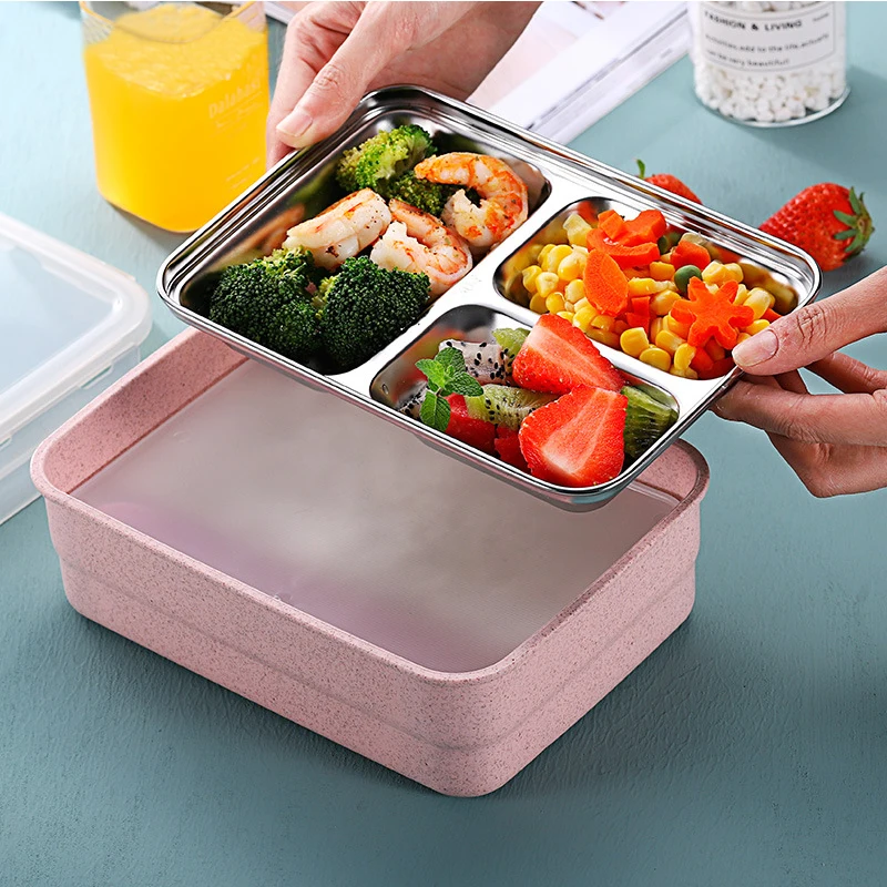 Ланч-бокс для детей из нержавеющей стали серый набор сумок Bento box герметичный японский стиль Термосумка для контейнеров с едой контейнер для еды хранения