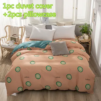 

100% Cotton lemon pattern Duvet cover Comforter/Quilt/Blanket case 100% Cotton with Zipper Twin Full Queen King double single