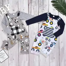 Супер модные комплекты одежды для маленьких девочек и мальчиков милые штаны на лямках Детский комбинезон в клетку с рисунком+ однотонные футболки, верхняя одежда, новинка года