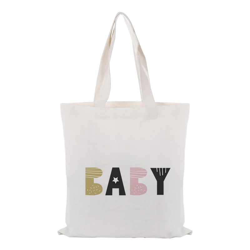 Canvas Tote Bag Handbag Custom Print Logo Text DIY ILLUSTRATION Daily Use Eco Ecologicas Reusable Shopping Bag Recycle