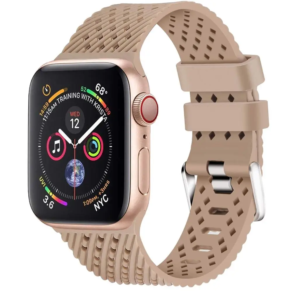 Силиконовый ремешок для apple watch 44 мм 40 мм apple watch band 5 4 3 2 1 iwatch band 38 мм 42 мм ромбический узор ремешок для часов браслет - Цвет ремешка: Walnut