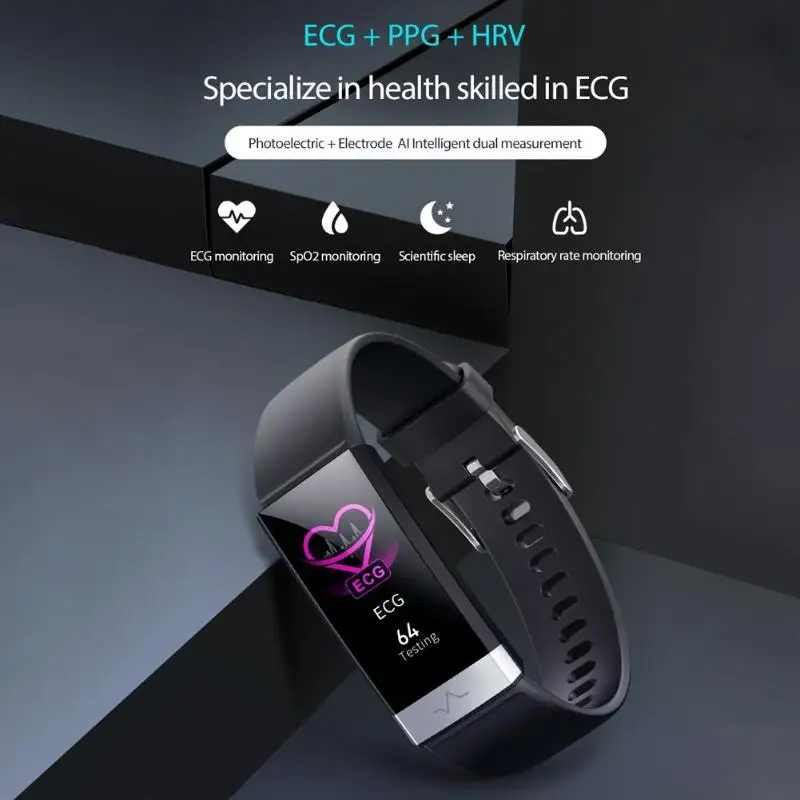V19 умный Браслет ЭКГ+ PPG+ HRV монитор сердечного ритма и артериального давления спящий спортивный трекер умный браслет Поддержка Android iOS