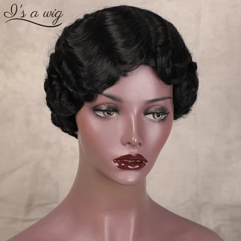 

I's a wig Short Black Synthetic Curly Wigs for Women Red Blonde Brown Afro Curly Wigs Heat Resistant Cosplay Wigs