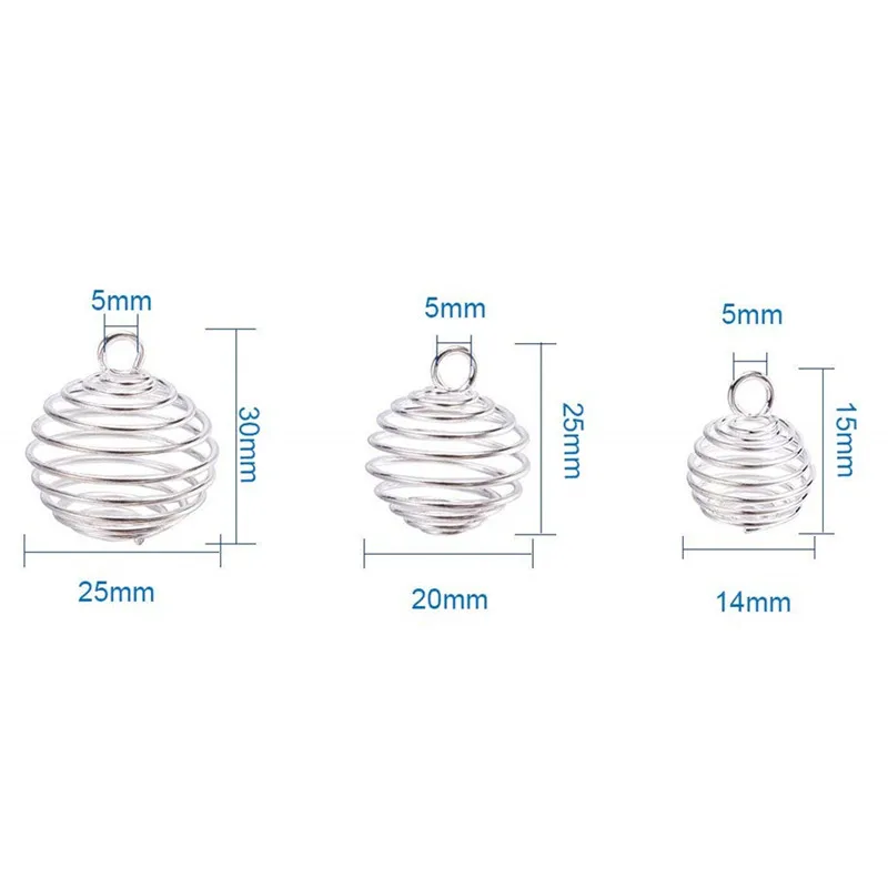 Silver Plated Spiral Bead Cages Pendants for Jewelry Making – Various Sizes and Quantities Available