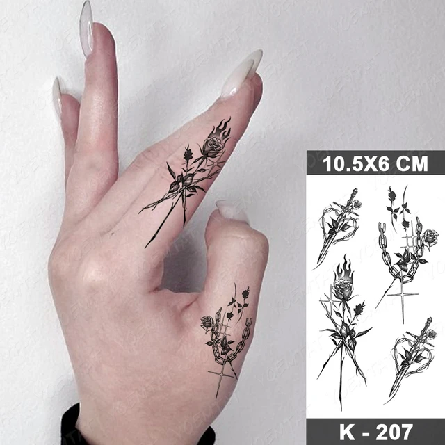 Waterproof Temporary Tattoo Sticker Small Simple Line Flower Flash Tatoo Cute Leaf Finger Wrist Fake Tatto For  Body Art Women 29-K207