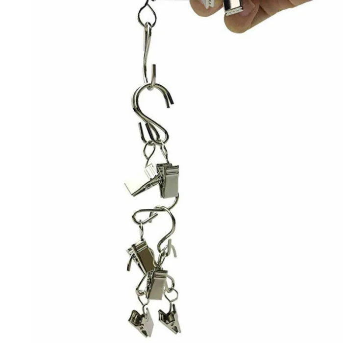50 Pcs Metal Curtain Clip Wire Holder for Rope String Lights S Hook Clips DTT88