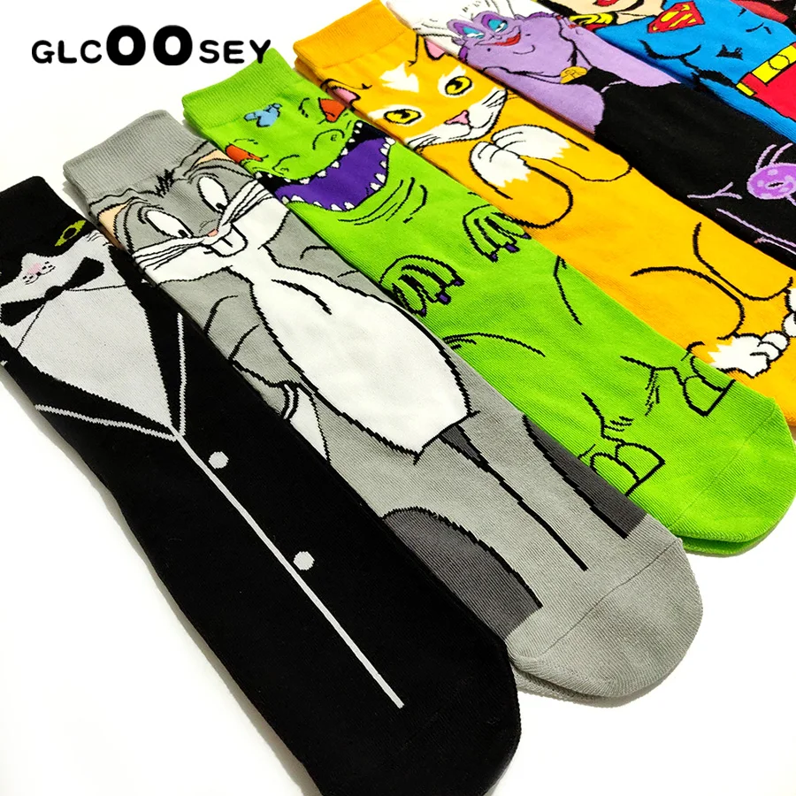 

Cartoon Rabbit Sock Hip Hop Creative Soft Comfortable Funny Novelty Superman Deadpool Men Cotton Calcetines Hombre Divertido
