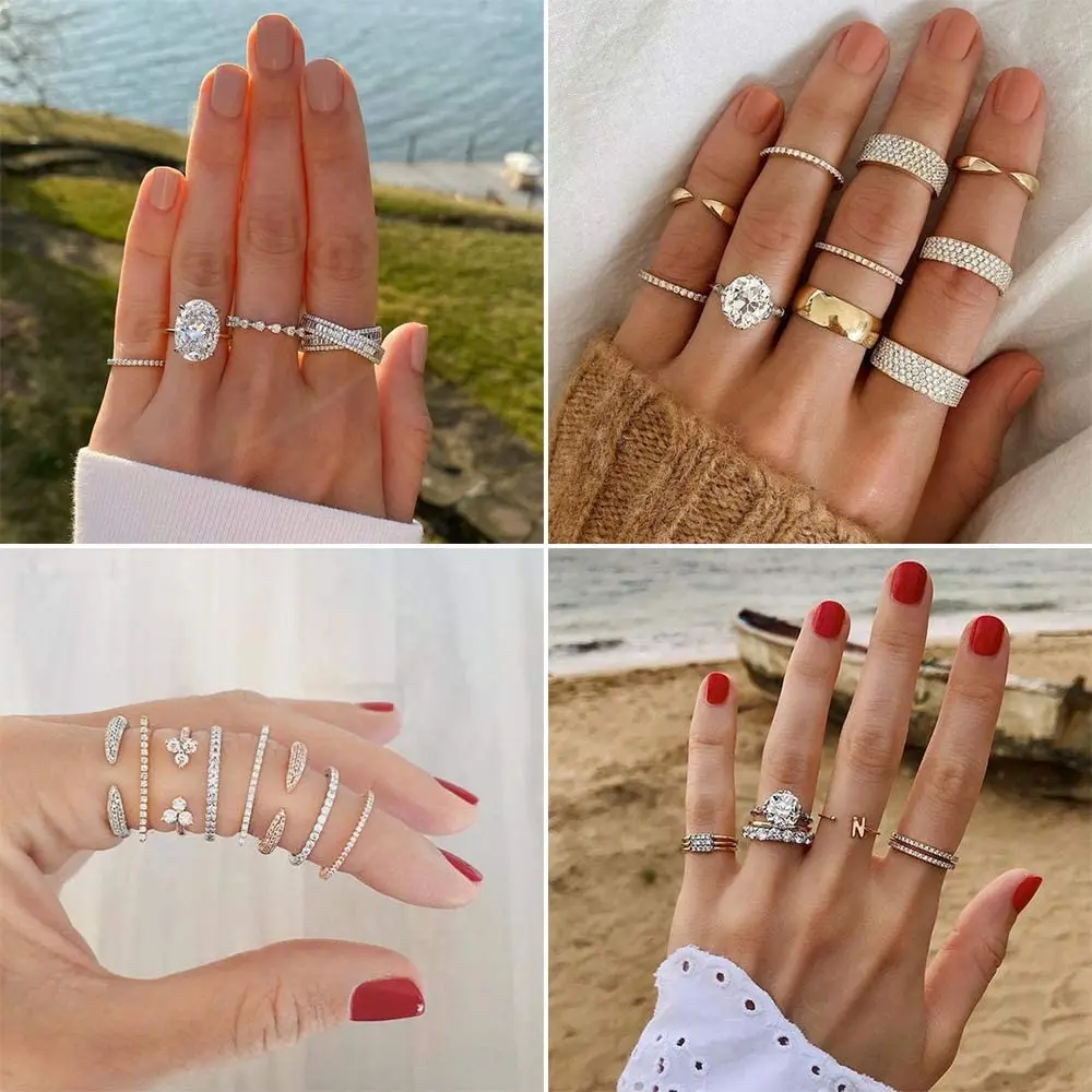 ATTAGEMS Solid 925 Sterling Silver Rings for Women Moissanite Full Eternity Wedding Band Engagement Wedding Ring Fine Jewelry 4