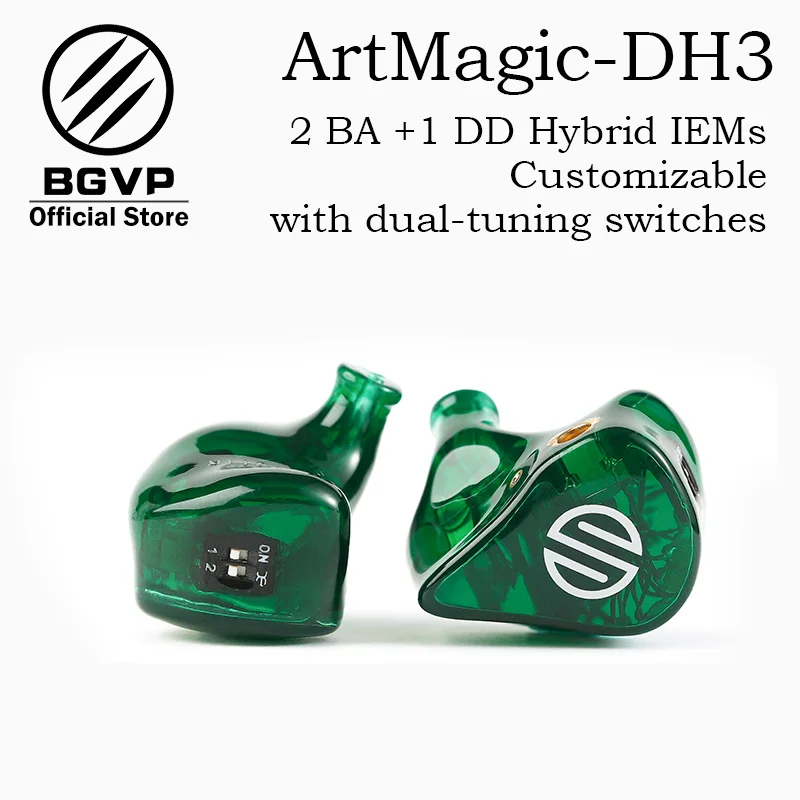 

BGVP HIFI Earphone ArtMagic DH3 2 Balanced Armatures 1 Dynamic Driver Customizable In Ear Monitors MMCX Interface