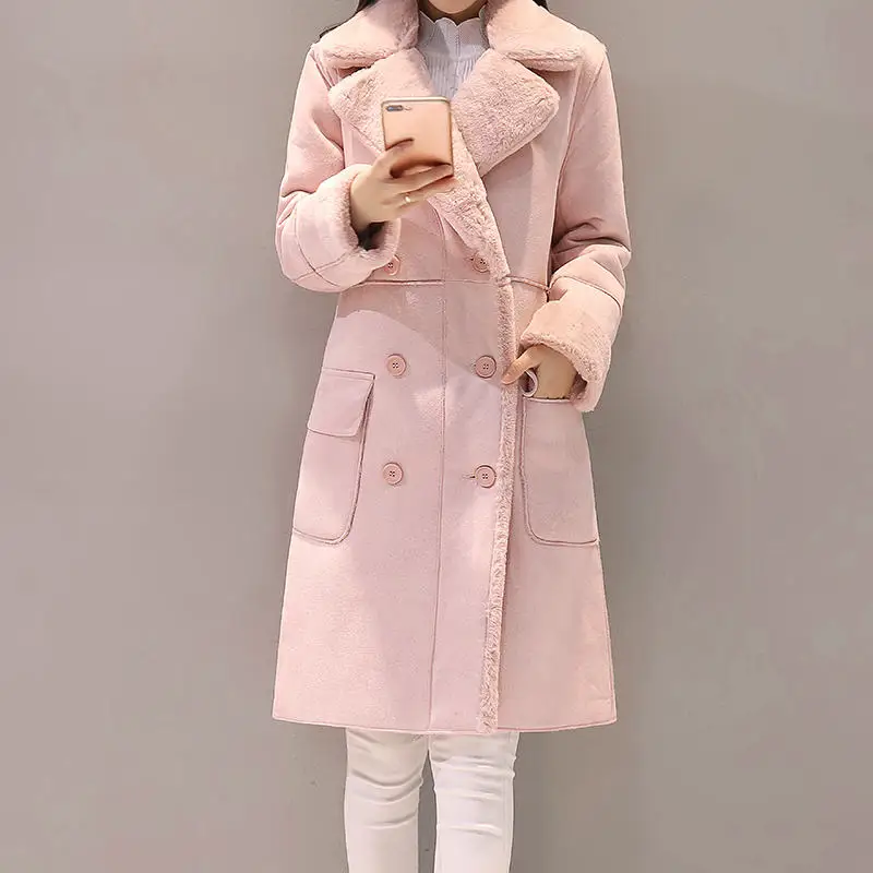 pink parkas Manteau Femme, зимняя куртка, женское замшевое пальто из овечьей шерсти, толстое хлопковое стеганое макси пальто, длинная куртка, Женская парка, пальто для женщин, C5959 - Цвет: pink parkas