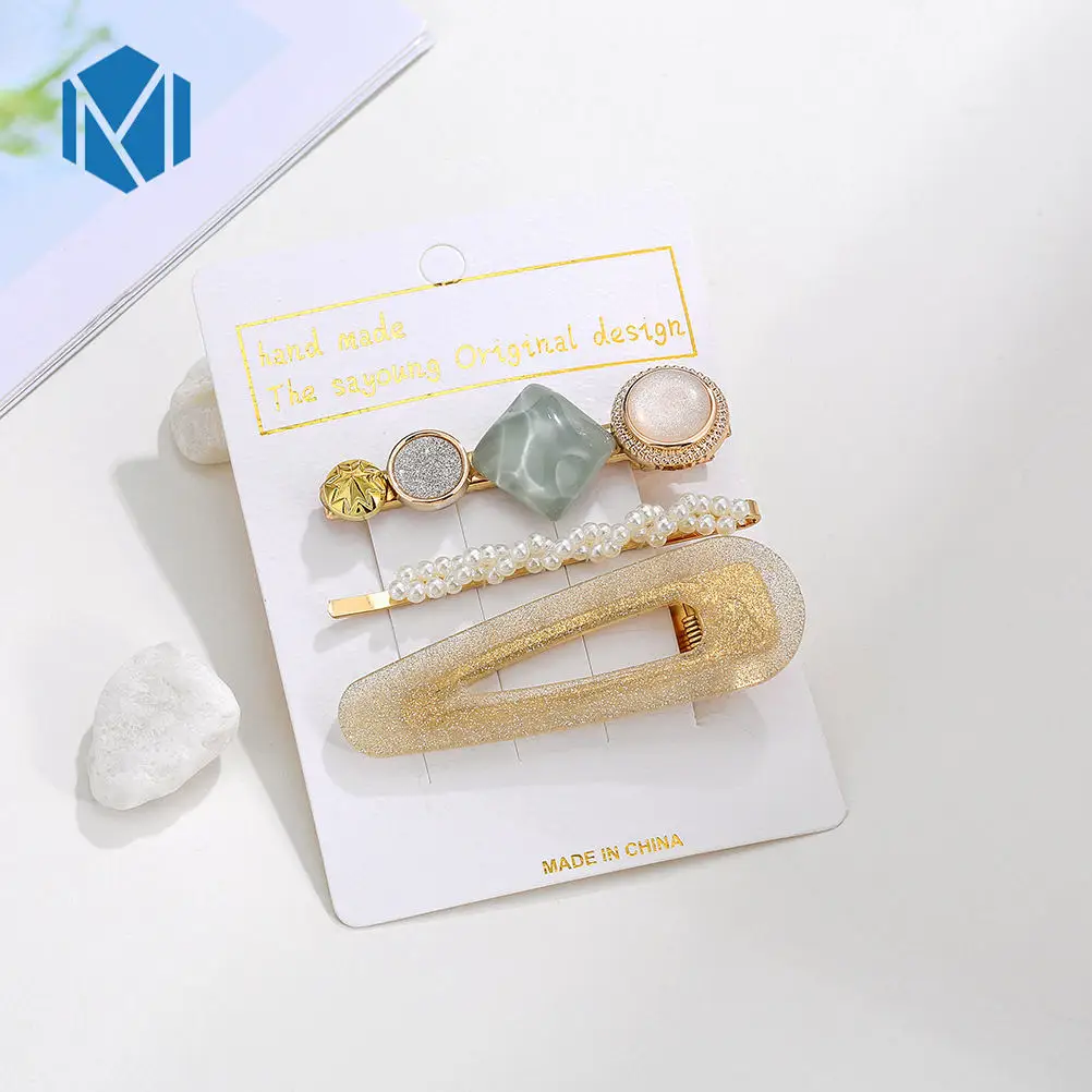 three pieces D2 Модные заколки для волос для женщин, модные милые заколки для девочек, простые заколки в Корейском стиле, сплав, ВВ, ручная работа, INS, аксессуары для волос - Цвет: three pieces D2