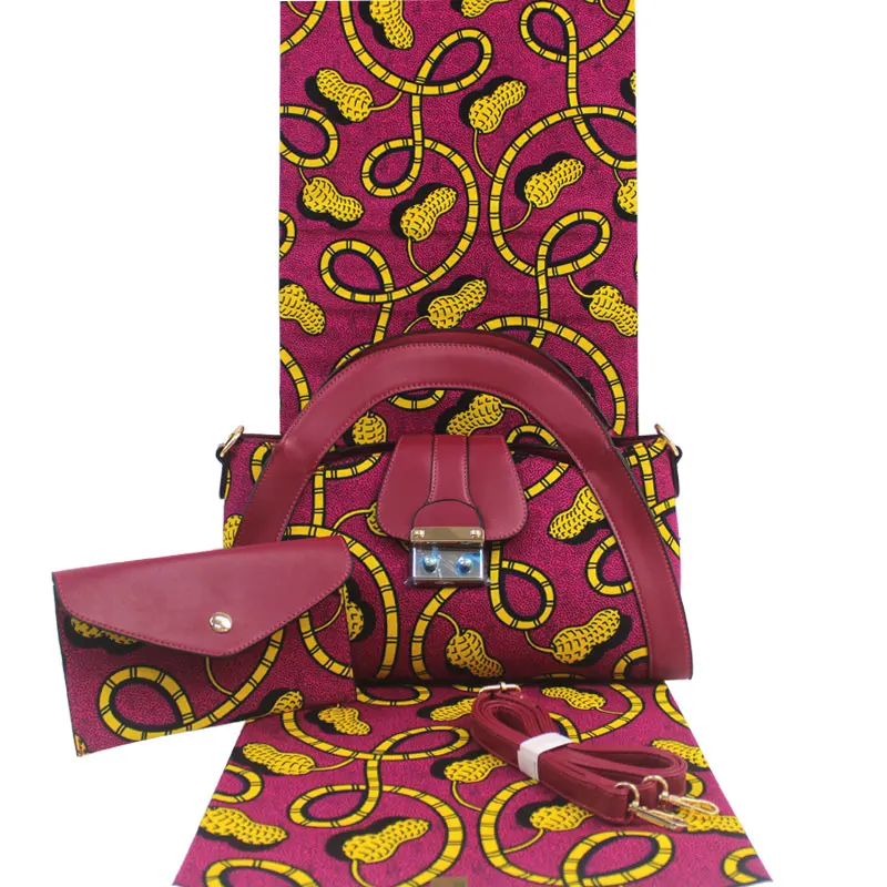 В африканском стиле по последней моде; воск и сумочек в тон, комплект одежды, 3 элемента одежды, шт./компл. Анкара воск сумочка в комплекте 6 ярдов Африканский воск хлопчатобумажная ткань