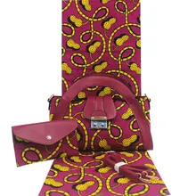 В африканском стиле по последней моде; воск и сумочек в тон, комплект одежды, 3 элемента одежды, шт./компл. Анкара воск сумочка в комплекте 6 ярдов Африканский воск хлопчатобумажная ткань