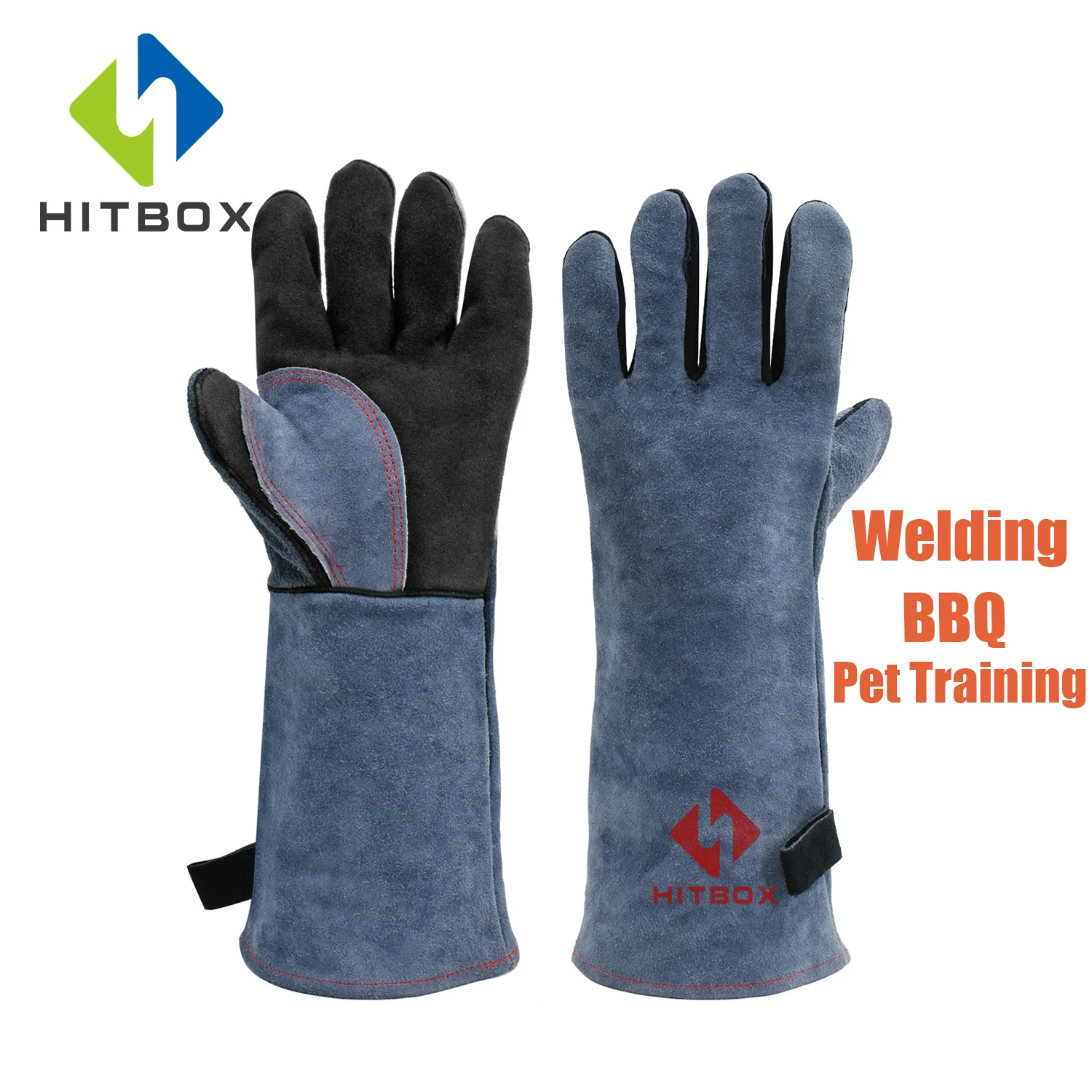 Durable Set Metal Hand Protection For Welding Anti-Heat Protective Gauntlet Welder Gloves BBQ,Grill,Fireplace,Stove Safety Supplies 