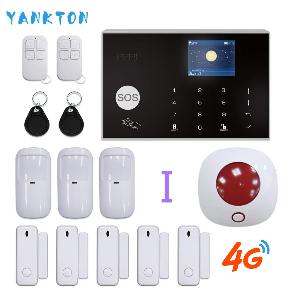 YK-015-4G-G30-Si-I Переключаемая беспроводная домашняя охранная система Tuya на 11 языков, 3G и 4G, Wi-Fi сигнализация, 433 МГц, RFID карта, устройство для снятия руки, приложение, дистанционное управление - Цвет: YK-015-4G-G30-Si-I