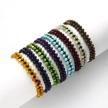 

8pcs Hot sell Double layer 4mm bead black rope braid adjustable bracelets European and American male & female fashion bracelets