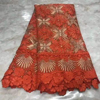 

Best Selling African Lace Fabric With Stones Nigerian French Fabric, 2019 High Quality French Lace Fabric Red