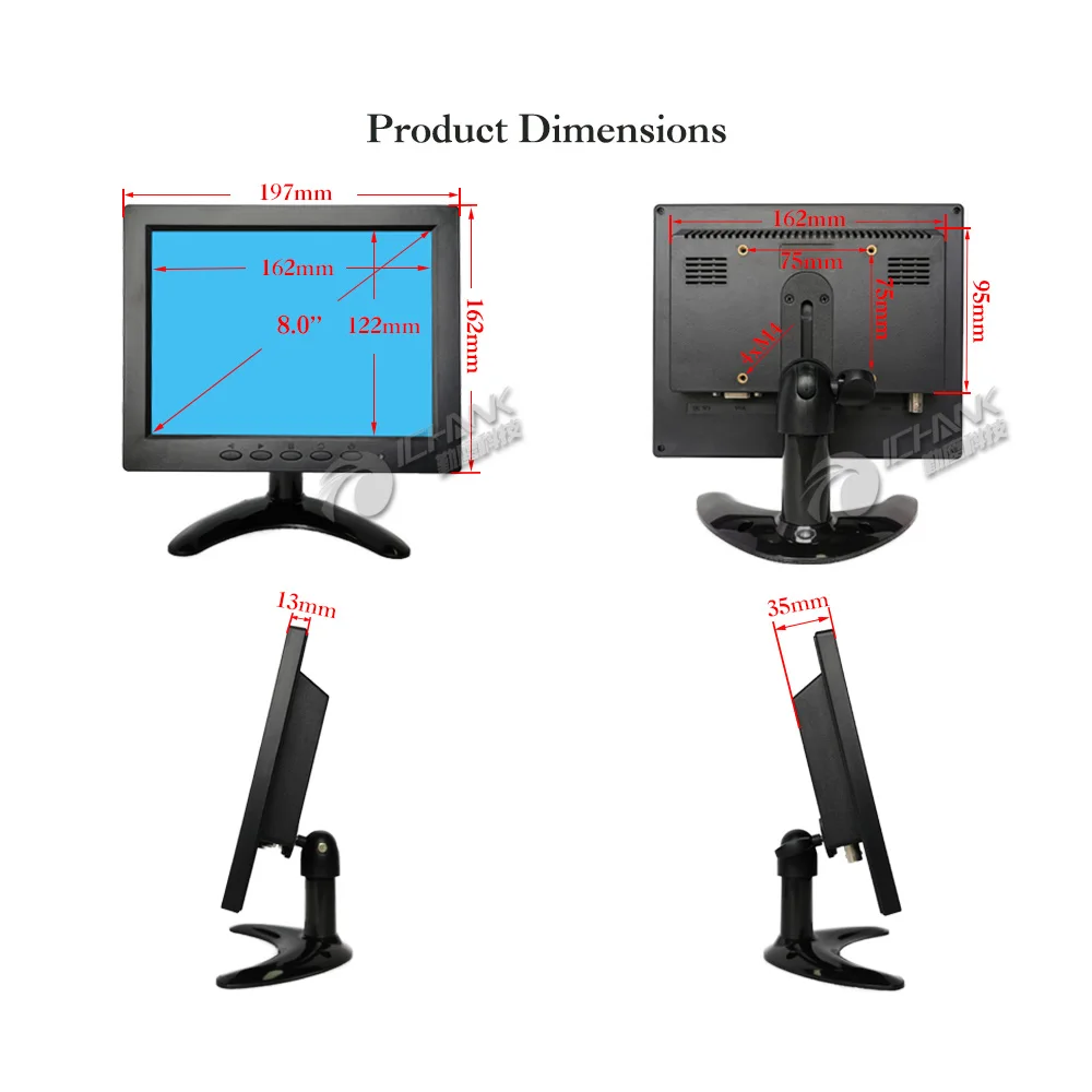 ZB080JN-262/8 дюймов 1024x768 4:3 портативный небольшой размер AV BNC HDMI VGA промышленный Медицинский микроскоп ПК монитор ЖК-экран